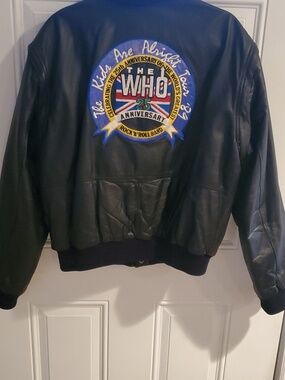 The Who - 25th Anniversary Black Leather Bomber Jacket 1989 - NEW